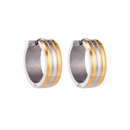 Oorringen – 20mm Bicolor Streep RVS Goud/Zilverkleur Dames