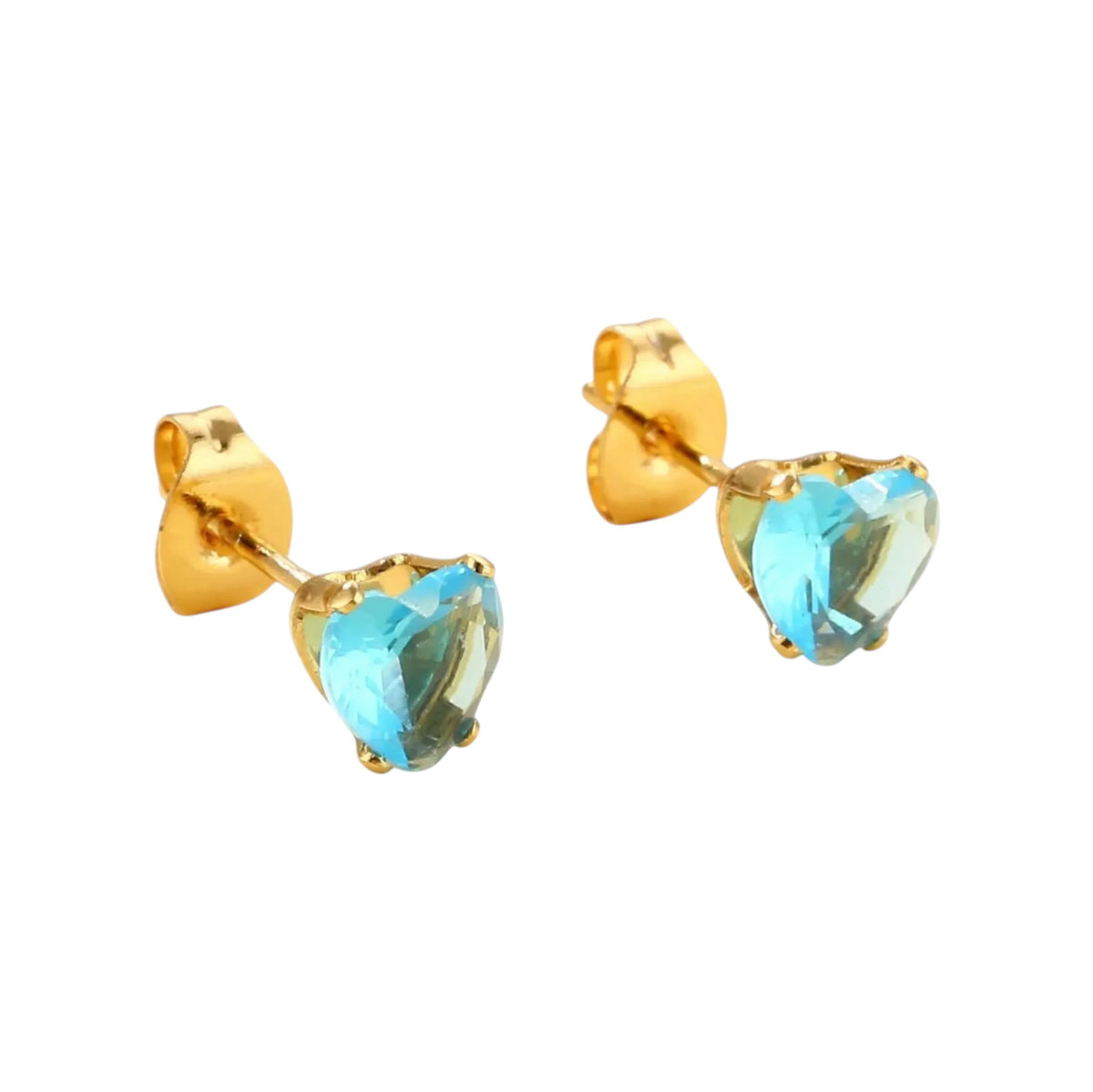 RVS Hartjes Oorbellen Aqua Blauwe Zirkonia – 6 of 7mm