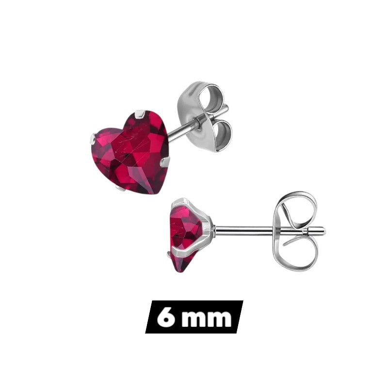 RVS hartjes oorstekers rozerode zirkonia – 3-8 mm