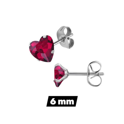 RVS hartjes oorstekers rozerode zirkonia – 3-8 mm