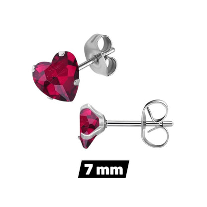 RVS hartjes oorstekers rozerode zirkonia – 3-8 mm
