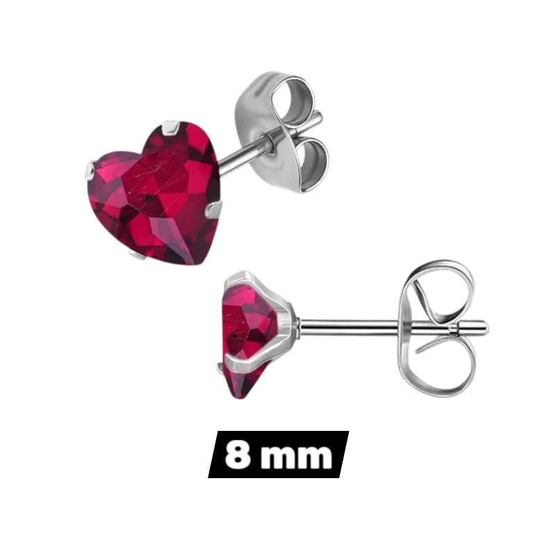 RVS hartjes oorstekers rozerode zirkonia – 3-8 mm