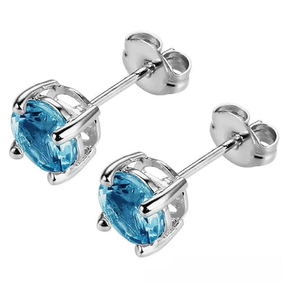 Stalen Ronde Oorstekers Zilverkleurig Zirkonia 6 mm – Keuze uit 12 Kleuren