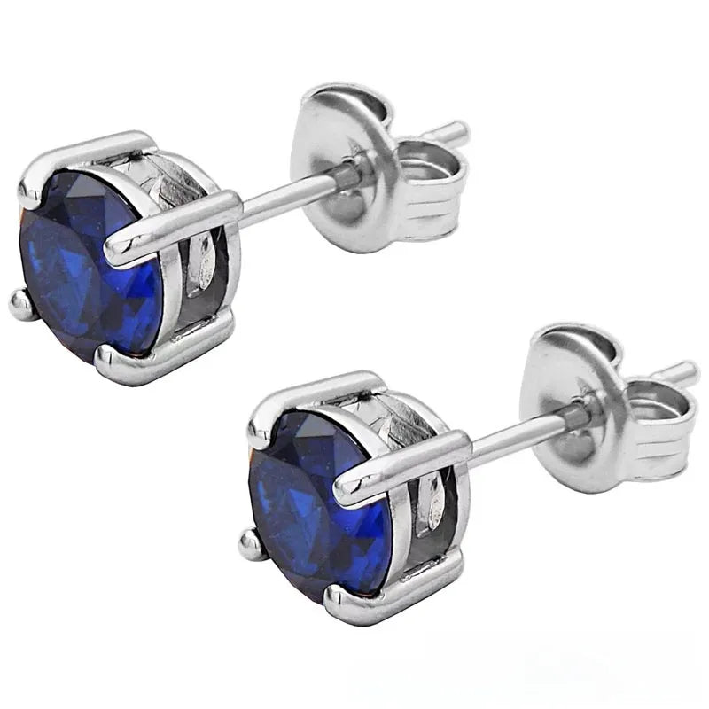 Stalen Ronde Oorstekers Zilverkleurig Zirkonia 6 mm – Keuze uit 12 Kleuren