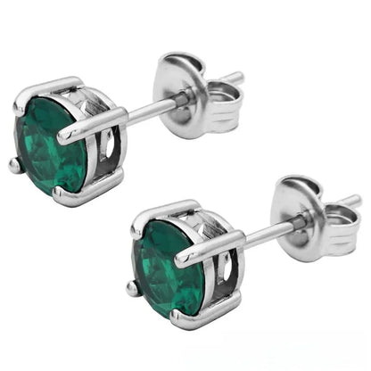 Stalen Ronde Oorstekers Zilverkleurig Zirkonia 6 mm – Keuze uit 12 Kleuren