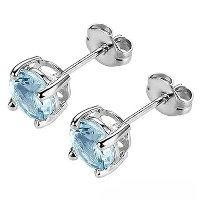 Stalen Ronde Oorstekers Zilverkleurig Zirkonia 6 mm – Keuze uit 12 Kleuren