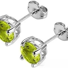 Stalen Ronde Oorstekers Zilverkleurig Zirkonia 6 mm – Keuze uit 12 Kleuren