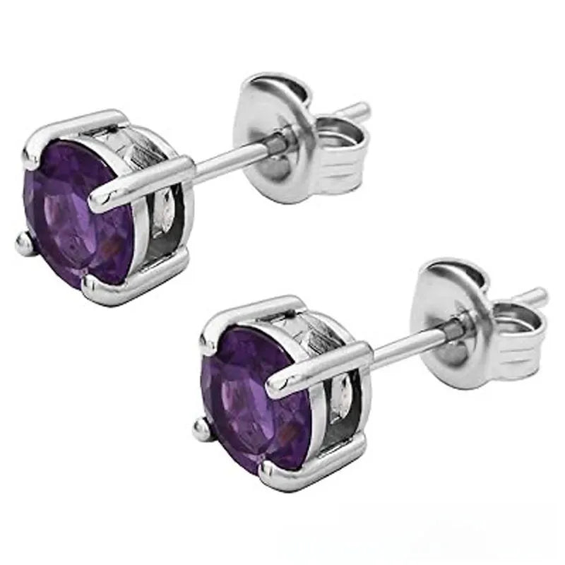 Stalen Ronde Oorstekers Zilverkleurig Zirkonia 6 mm – Keuze uit 12 Kleuren