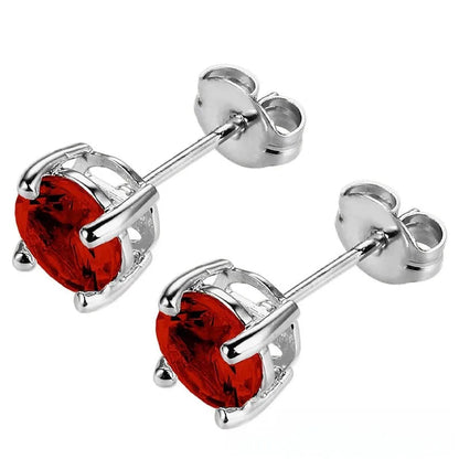 Stalen Ronde Oorstekers Zilverkleurig Zirkonia 6 mm – Keuze uit 12 Kleuren