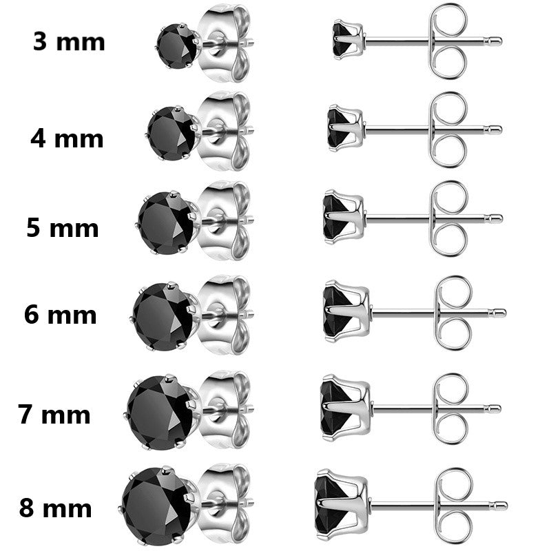 Ronde Zirkonia Oorbellen Zwart 4mm