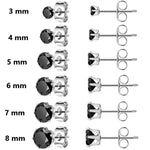 Ronde Zirkonia Oorbellen Zwart 4mm