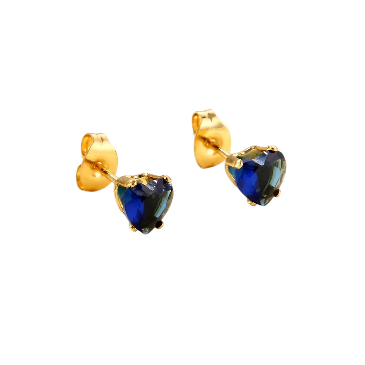 RVS Hartjes Oorbellen Donkerblauwe Zirkonia – 6 of 7mm