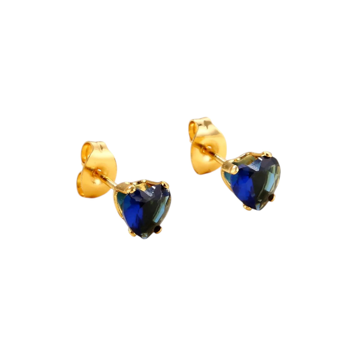 RVS Hartjes Oorbellen Donkerblauwe Zirkonia – 6 of 7mm