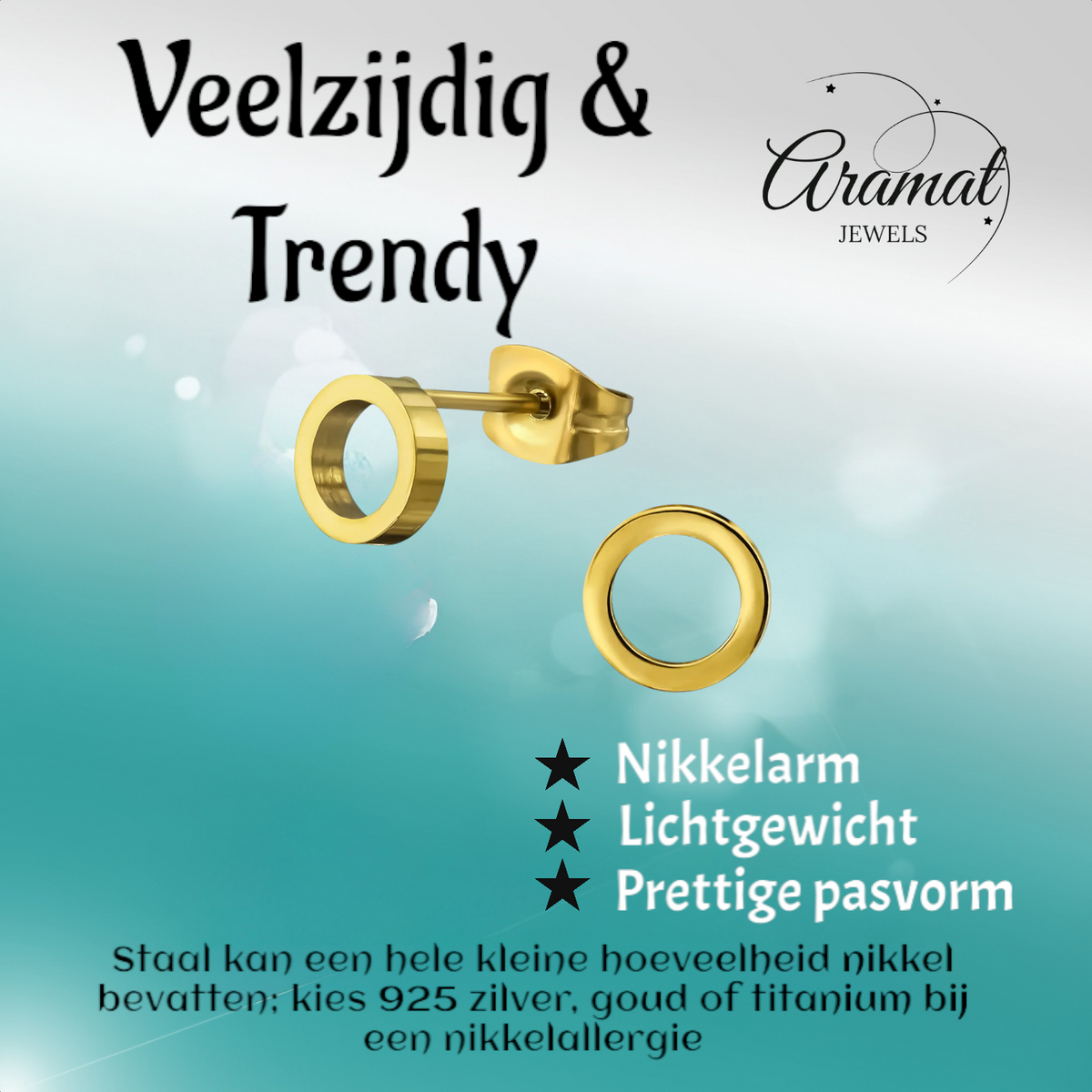 Stalen Cirkel Oorbellen Goudkleurig – Open