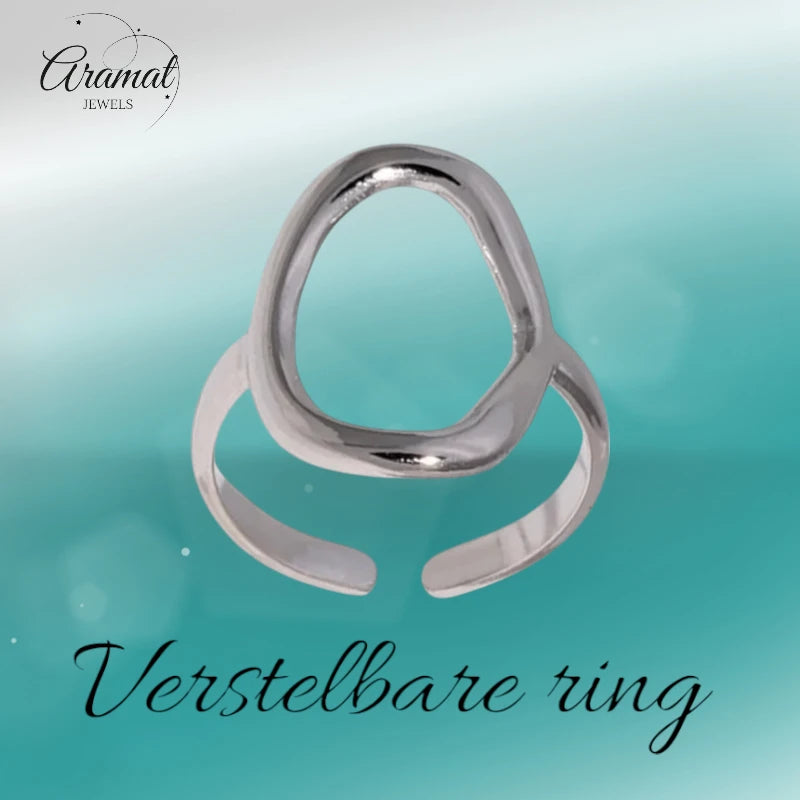 Stalen Verstelbare Ring - Ovale Cirkel - One Size