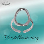 Stalen Verstelbare Ring - Ovale Cirkel - One Size