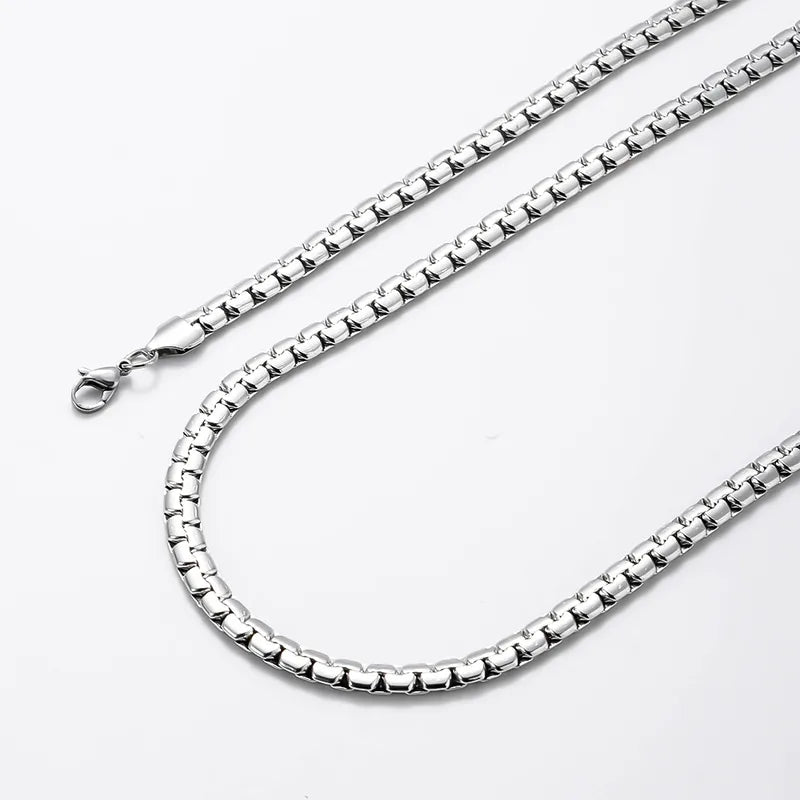 RVS platte kubus schakelketting zilverkleurig – 4 of 6 mm