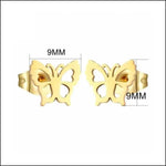 Stalen Vlinder Oorbellen Vlinder-goudkleurig-9mm