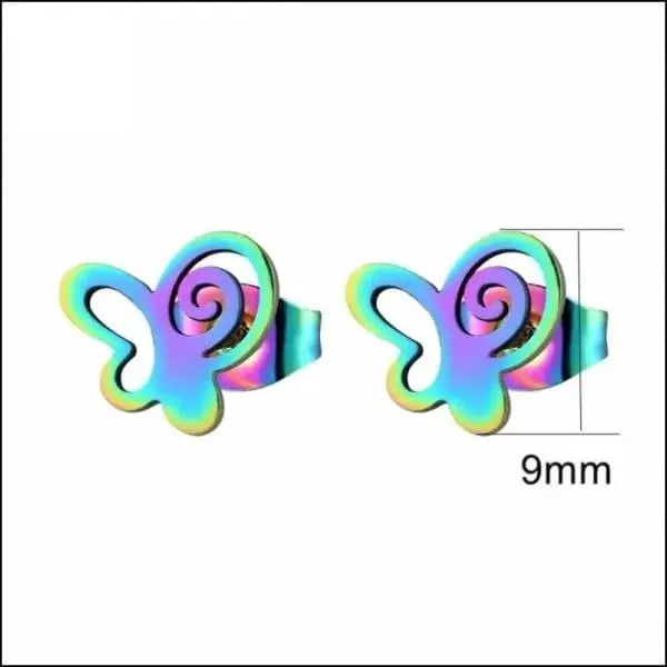 Stalen Vlinder Oorbellen Vlinder-multi Kleurig-9mm