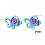 Stalen Vlinder Oorbellen Vlinder-multi Kleurig-9mm