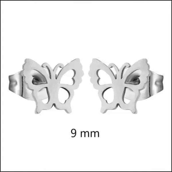 Stalen Vlinder Oorbellen Vlinder-zilverkleurig-9 Mm