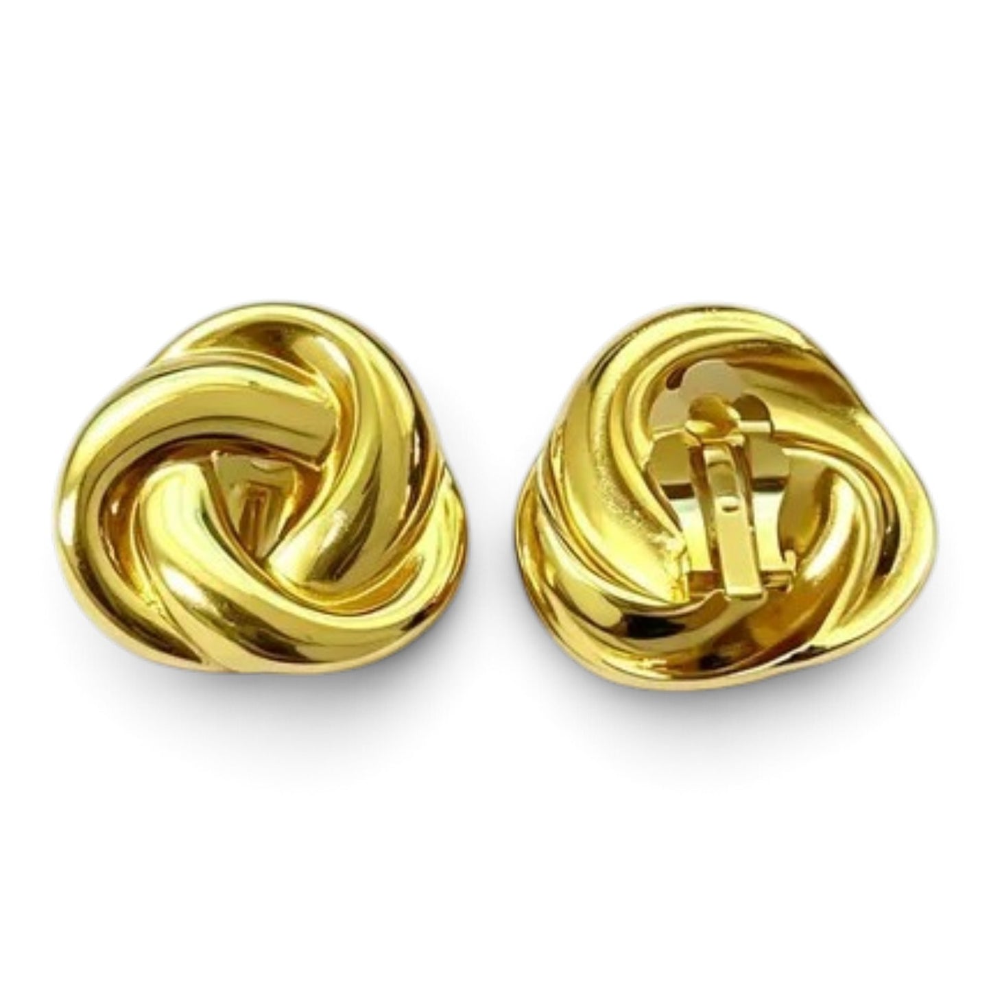 Stalen Clip Oorbellen Goudkleurig Knoop – Klassieke Love Knot Clipoorbellen RVS 23mm
