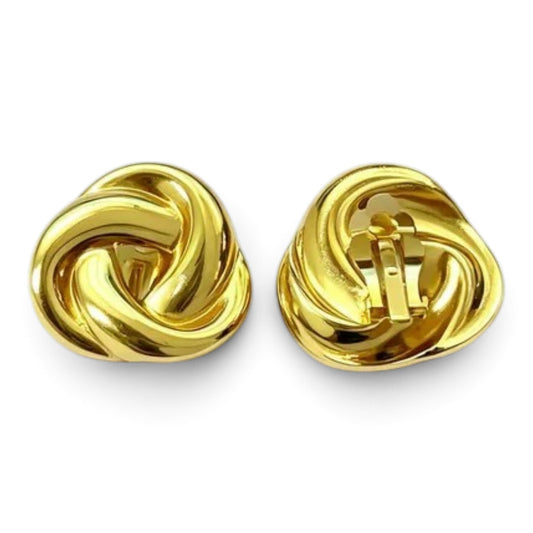 Stalen Clip Oorbellen Goudkleurig Knoop – Klassieke Love Knot Clipoorbellen RVS 23mm
