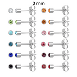 Stalen Schietoorbellen met Kristalsteentje Vanaf 3mm | Oorbellen