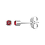 Stalen Schietoorbellen met Kristalsteentje Vanaf 3mm Zilverkleur / 3mm / Rood | Oorbellen