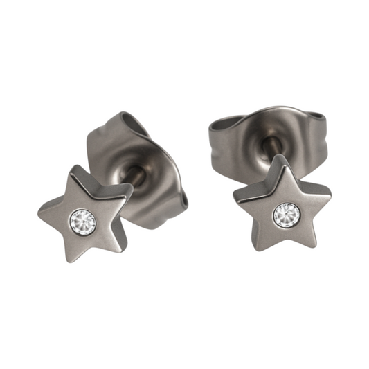 Star stud earrings silver color crystal – 6mm sparkle