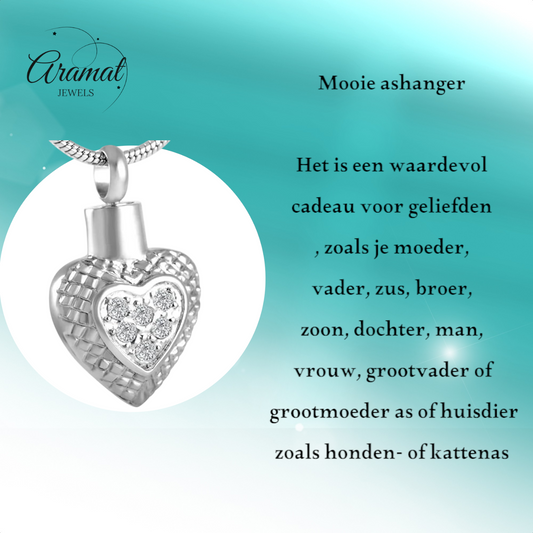 Heart pendant with diamonds and zirconia – silver color