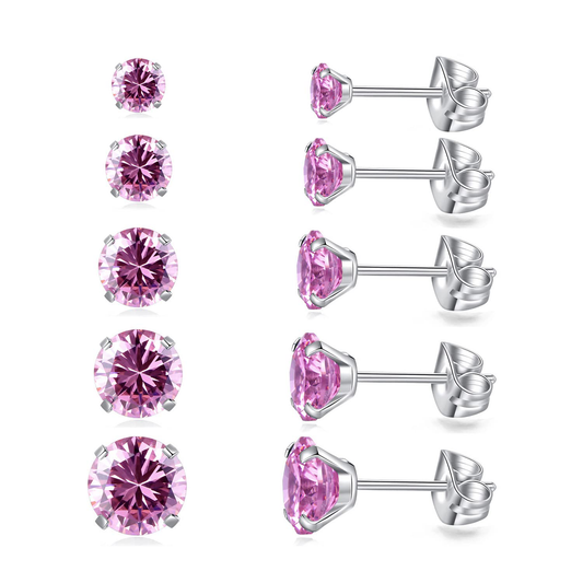 Roze Zirkonia Titanium Oorbellen - Aramat Jewels ® Virtuele Showcase Met Roze Oorbellen.