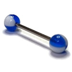 Twee Blauw-witte Acryl Tongpiercings