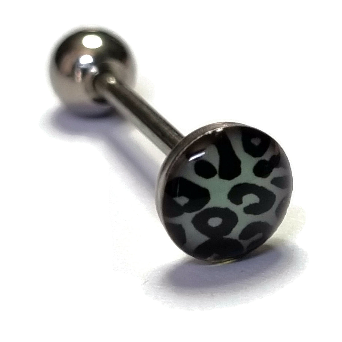 Stijlvolle Panter Tongpiercing Met Zwart-wit Luipaard Print Nep Tongpiercings.