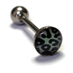 Stijlvolle Panter Tongpiercing Met Zwart-wit Luipaard Print Nep Tongpiercings.