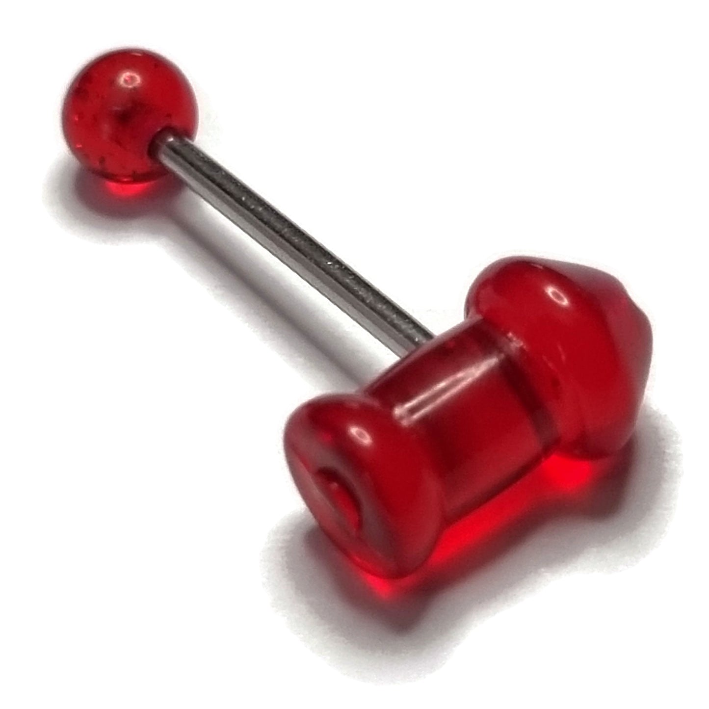Tongpiercing Acryl Stout Rood 1.6mm 16mm 8720157058595 acryl alles Aramat Jewels Barbell Chirurgisch staal dames Geen hanger heren piercing Piercings PVD rood Staal Tong tong148 tongpiercings uniseks Volwassenen