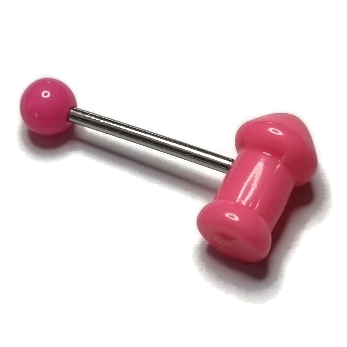 Roze Plastic Dumbbells Met Metalen Staaf, Grappige Tongpiercing Acryl Stout Felroze