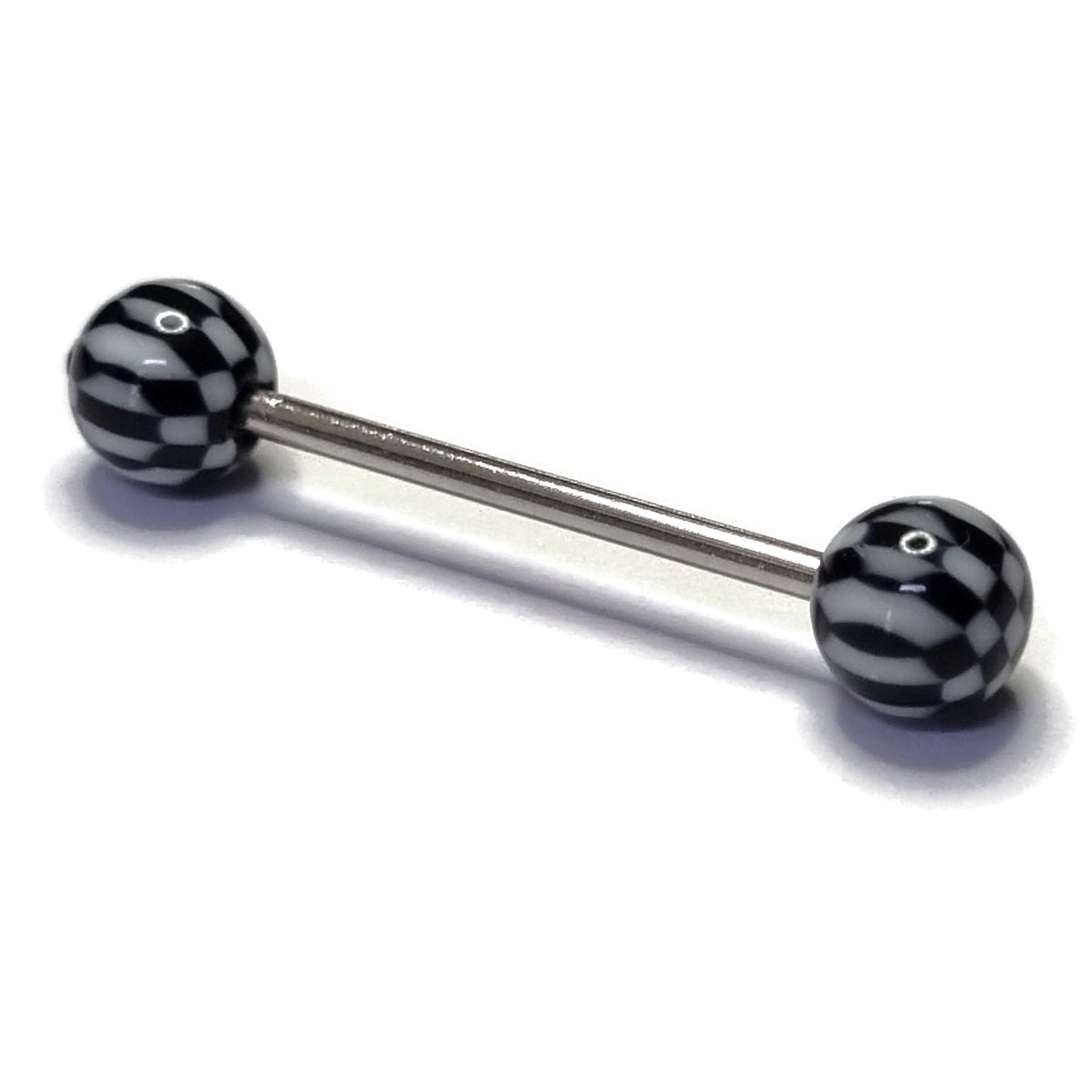 Zwarte Acryl Ruit Tongpiercing Met Zilveren Barbell