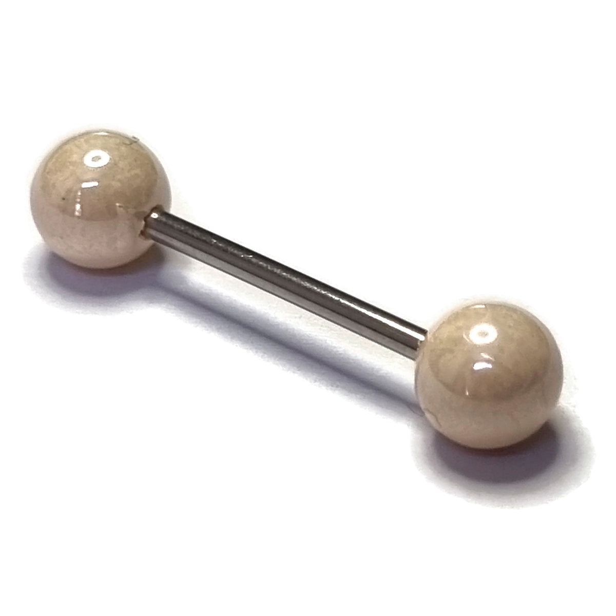 Trendy Parel Tongpiercing -staal Creme | Lichaamssieraden