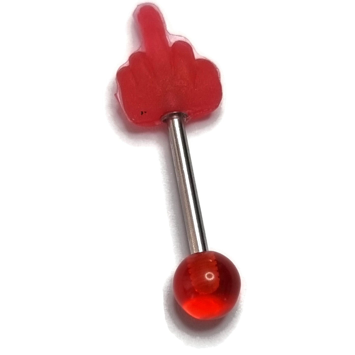 Rode Hartvormige Glazen Bal Met Metalen Staaf Voor Stalen Tongpiercing Middelvinger