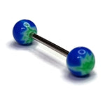 Aramat Jewels® Groen Blauw Tongpiercing Met Groen En Wit Design