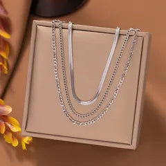 Stalen Layer Ketting Set 3-delig Goudkleurig of Zilverkleurig RVS – Slang Figaro Gourmet
