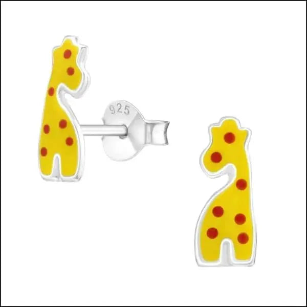 Zilveren Dieren Oorbellen Met Giraffen En Rode Stippen