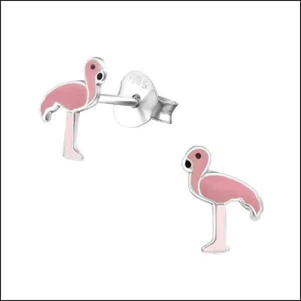 Zilveren Flamingo Oorbellen In Roze Kleur