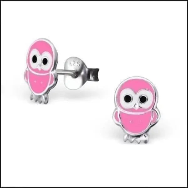 Roze Uiltjes Oorbellen Voor Kinderen Van Zilveren Kinder Oorbellen Uil By Aramat Jewels®