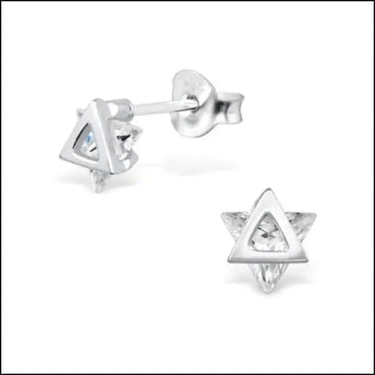 Zilveren Oorbellen Driehoek - Sterling Silver Star Stud Earrings