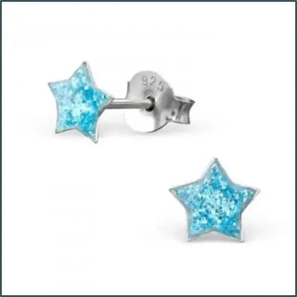 Zilveren Oorbellen Glitter Met Blauwe Kristallen.