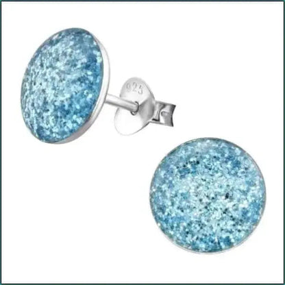 Blauwe Druzy Oorbellen In Zilveren Oorbellen Glitter-