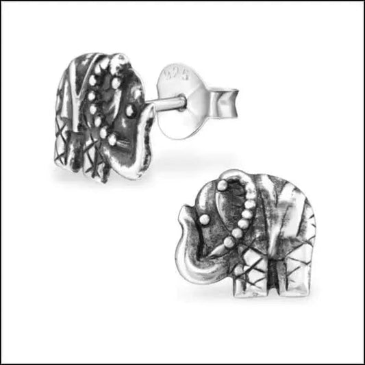Zilveren Oorbellen Met Zwart-wit Ontwerp - Olifant Oorbellen - Aramat Jewels
