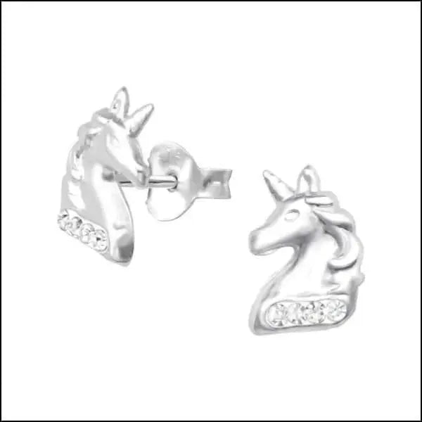 Unieke Zilveren Unicorn Oorbellen Zilver/transparant-9x6mm